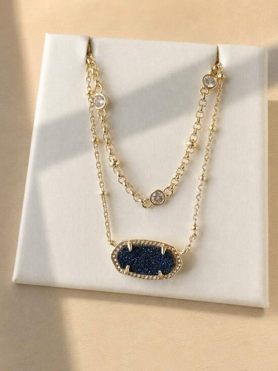 Kendra Scott Jewelry - Kendra Scott Elisa Gold Indigo Blue Drusy Necklace